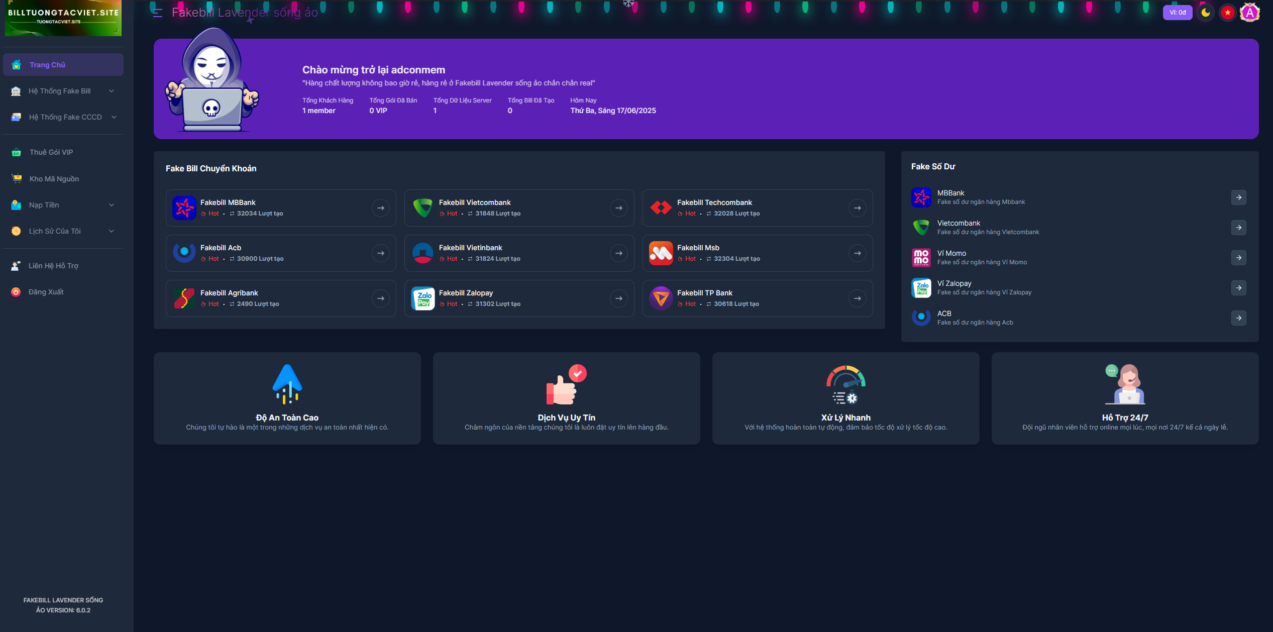 Code FakeBill làm giả bill ngân hàng việt nam