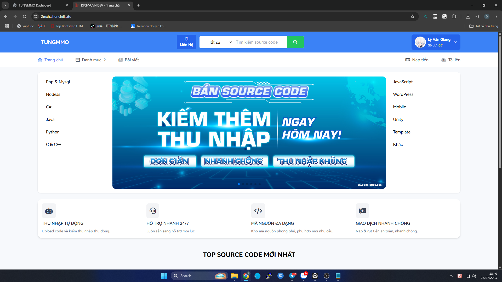 Share source code sàn bán src code mô hình dạng sharecode@vn (html, laravel có cả thư mục themes lẫn laravel riêng )